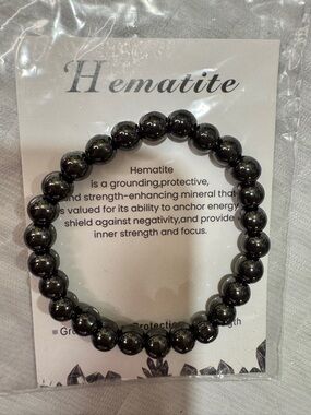 Hematite Bead Bracelet - Shiny Dark Gray
